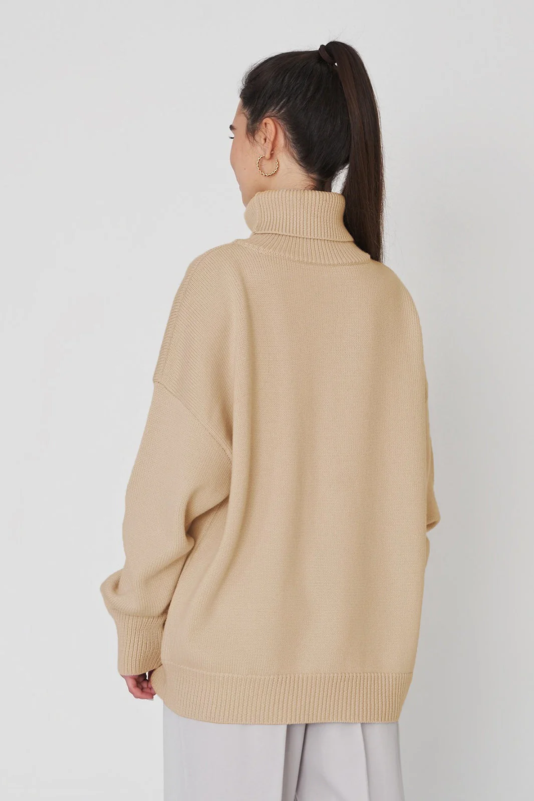 Basic Solid Knit Turtleneck Sweater - Image 26