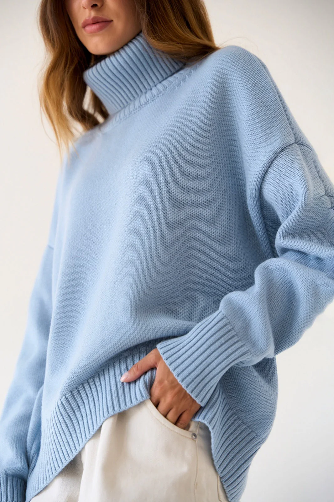 Basic Solid Knit Turtleneck Sweater - Image 73