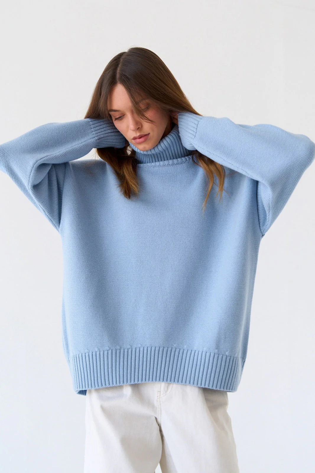 Basic Solid Knit Turtleneck Sweater - Image 8