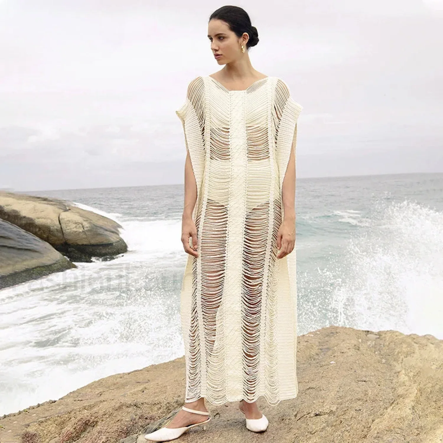 Bat Sleeve Knitted Skirt Cover Up - Image 6