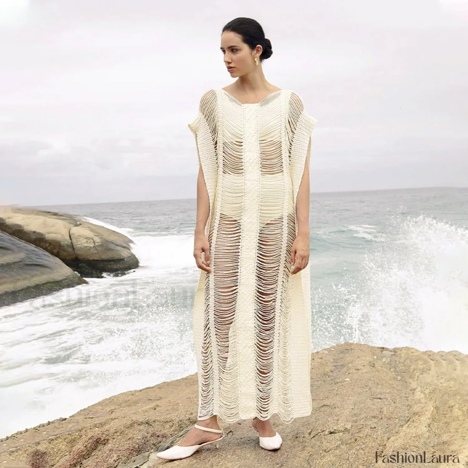 Bat Sleeve Knitted Skirt Cover Up - Image 7