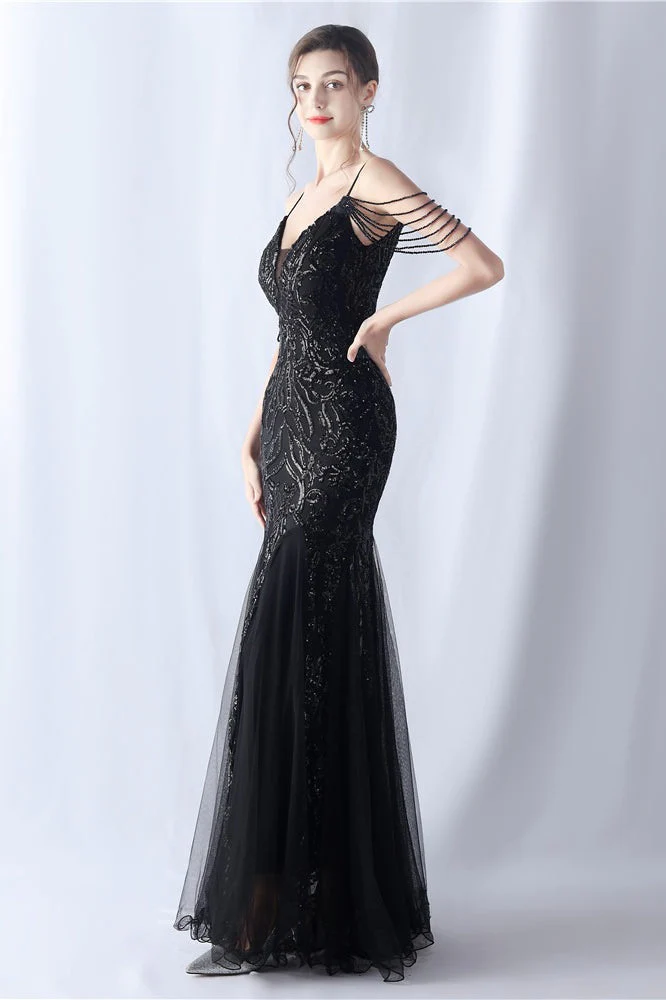 Beaded Mesh Cocktail Maxi Dress - Image 8