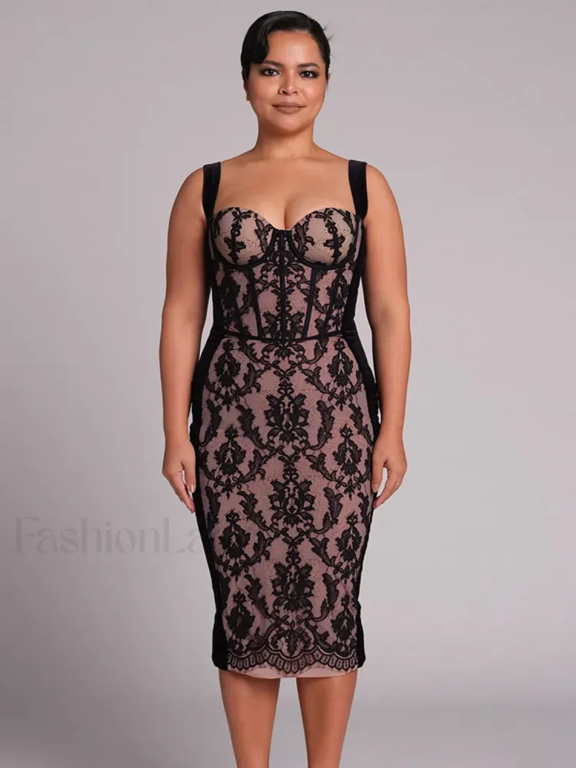 Black Lace Bandage Midi Dress - Image 10