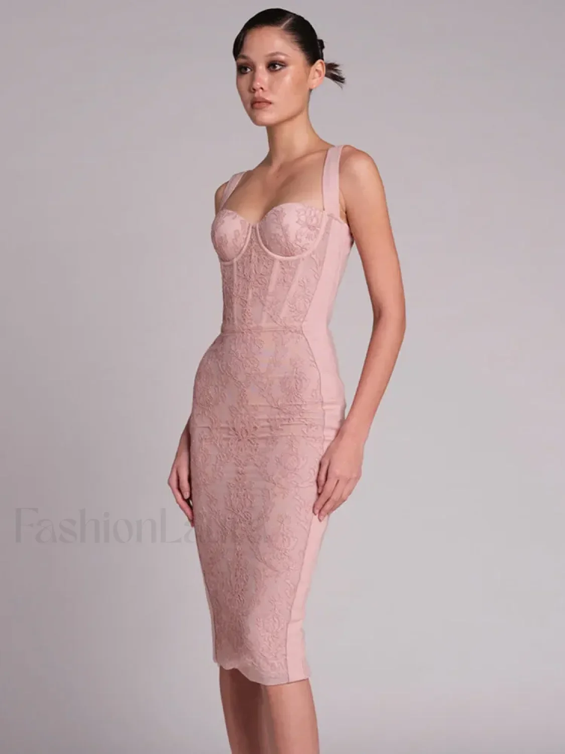 Black Lace Bandage Midi Dress - Image 15