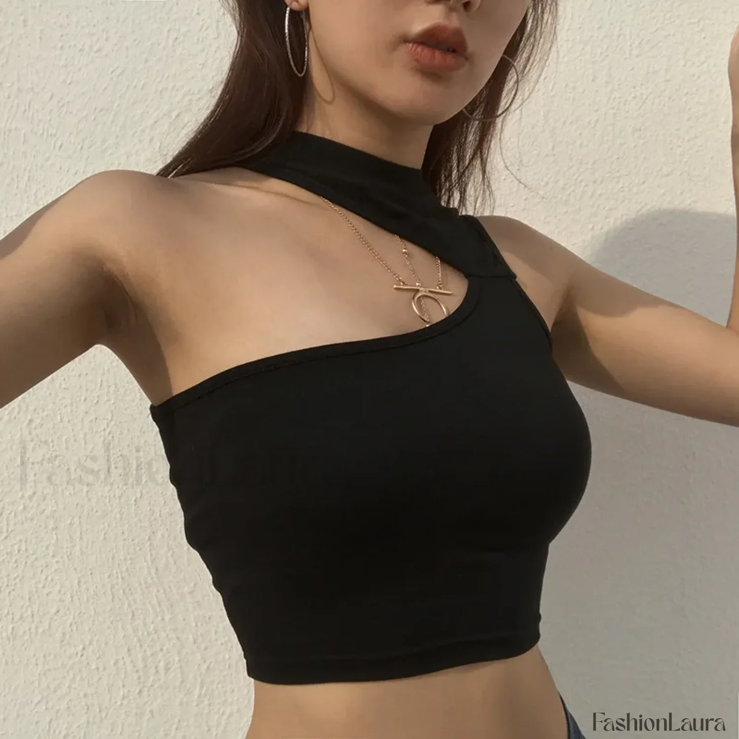 Black Slim Sleeveless Crop Top - Image 12