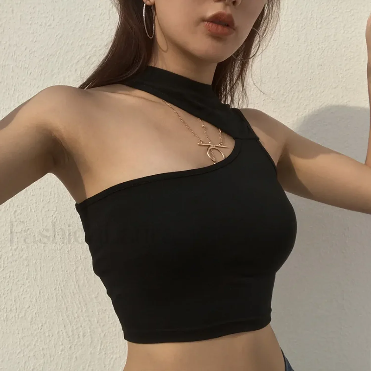 Black Slim Sleeveless Crop Top - Image 7