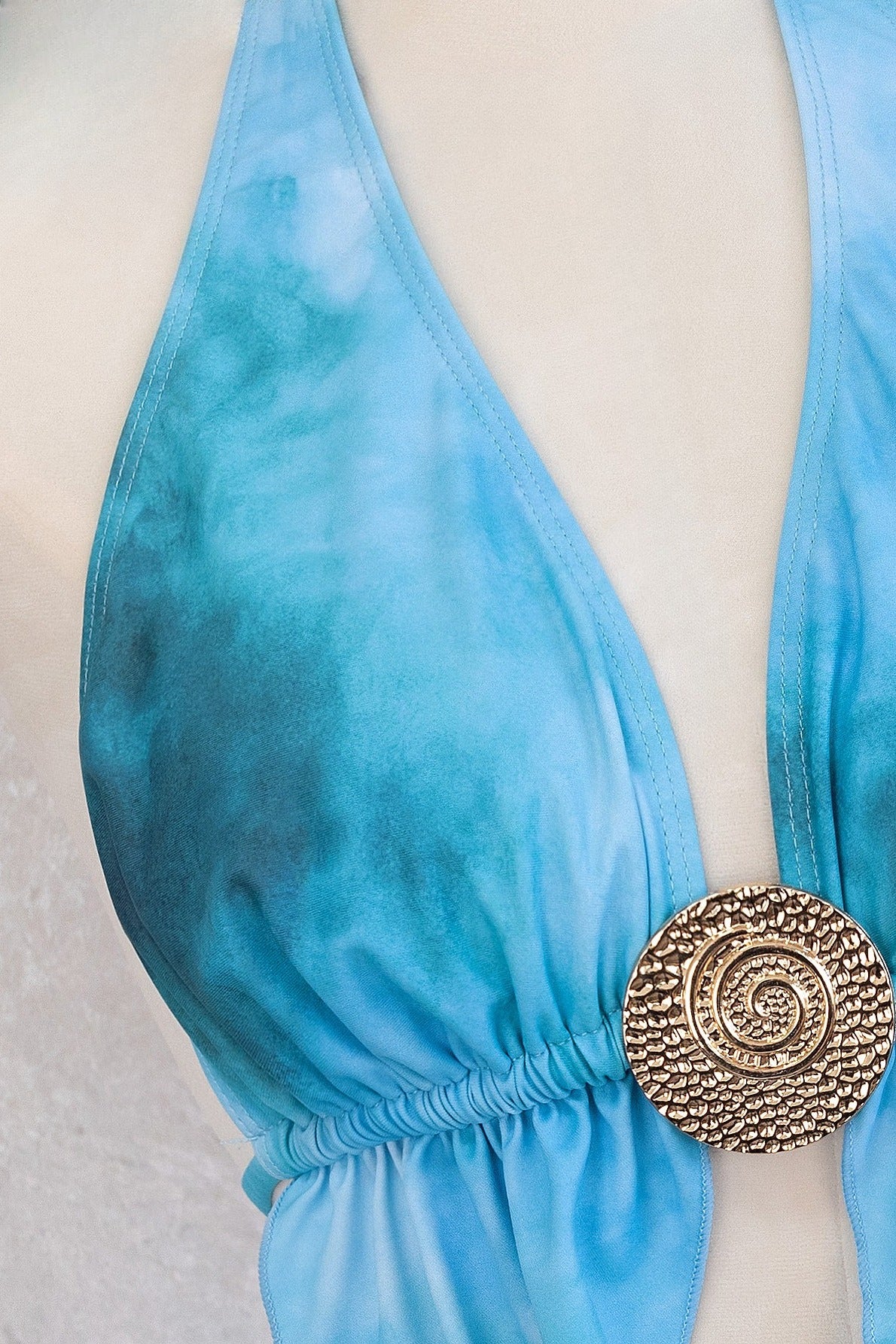 Blue Sexy Tie Dye Beach Cover Vacation Dress - Image 4