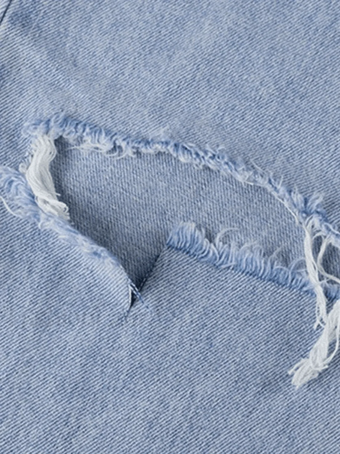 Blue Wash Straight Leg Knee Ripped Jeans - Image 5