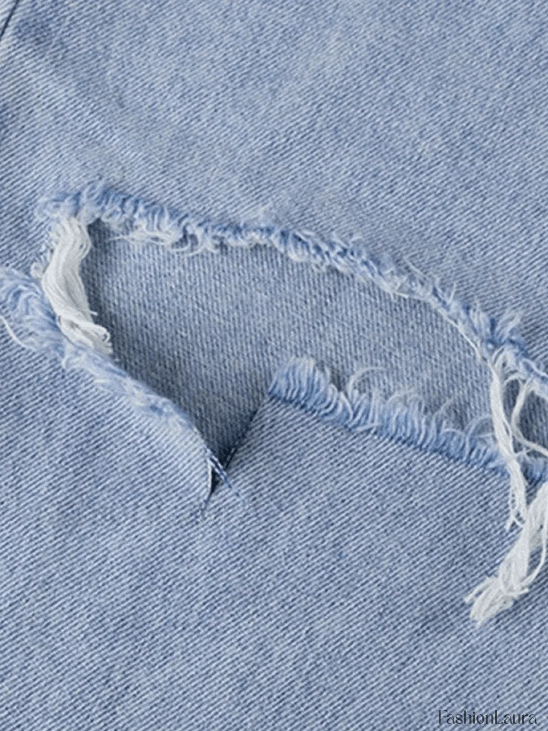 Blue Wash Straight Leg Knee Ripped Jeans - Image 6