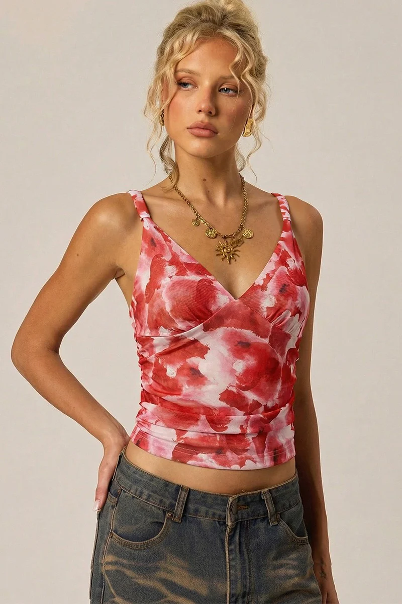 Bodycon Strap Beachwear Cropped Cami Top - Image 3