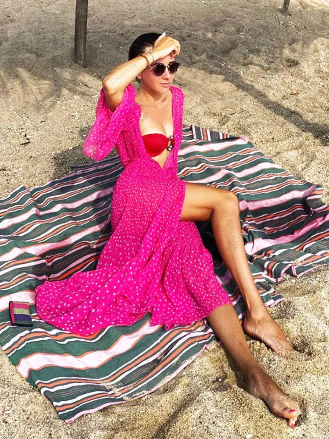Bohemian Dot Ruffled Chiffon Cover Up - Image 5