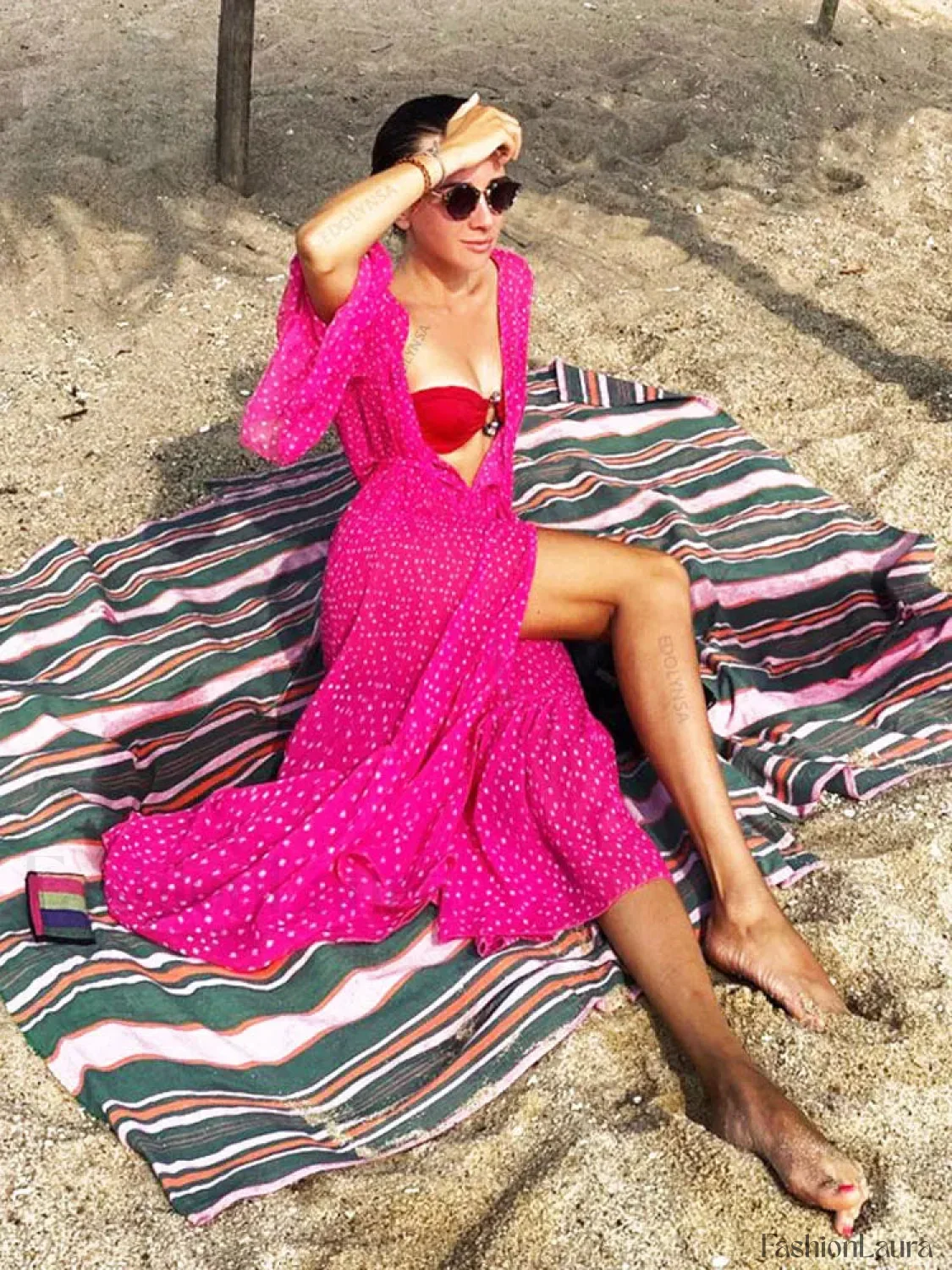 Bohemian Dot Ruffled Chiffon Cover Up - Image 8