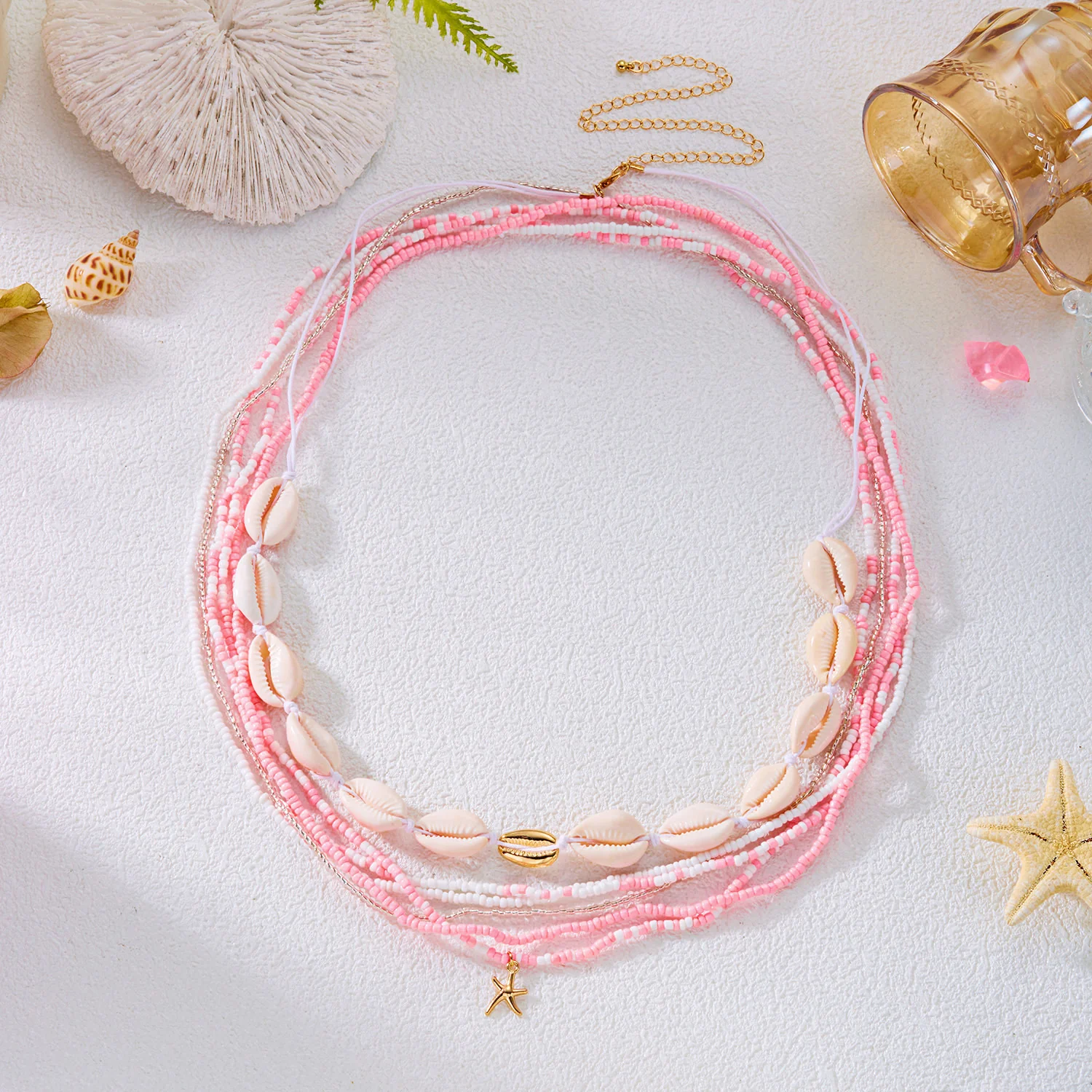 Boho Beaded Shell Starfish Layered Waist Chain - Image 11