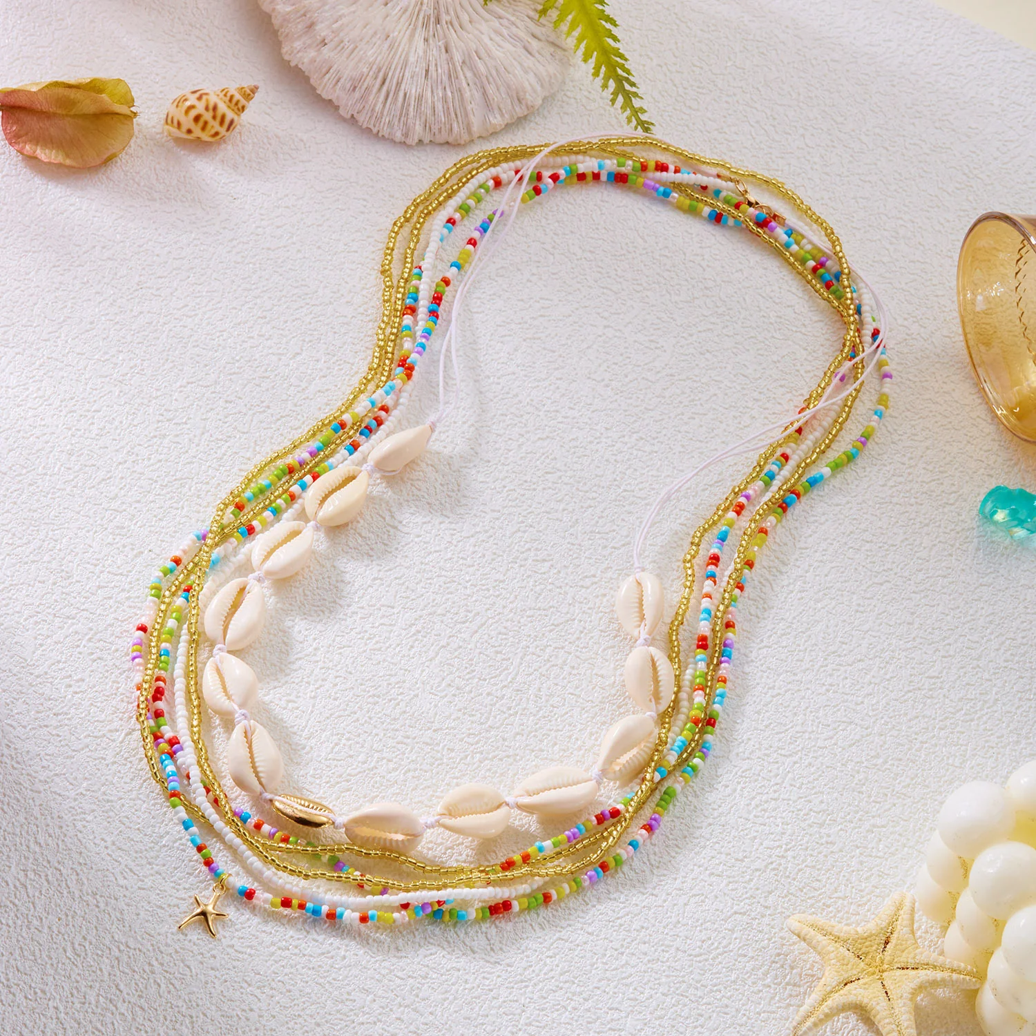 Boho Beaded Shell Starfish Layered Waist Chain - Image 6