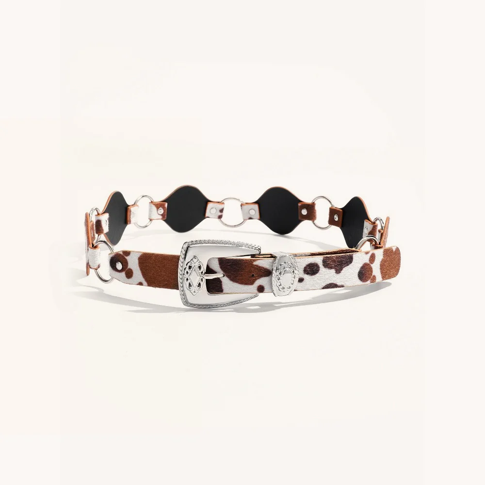 Boho Cow Print Wide Waist Belt