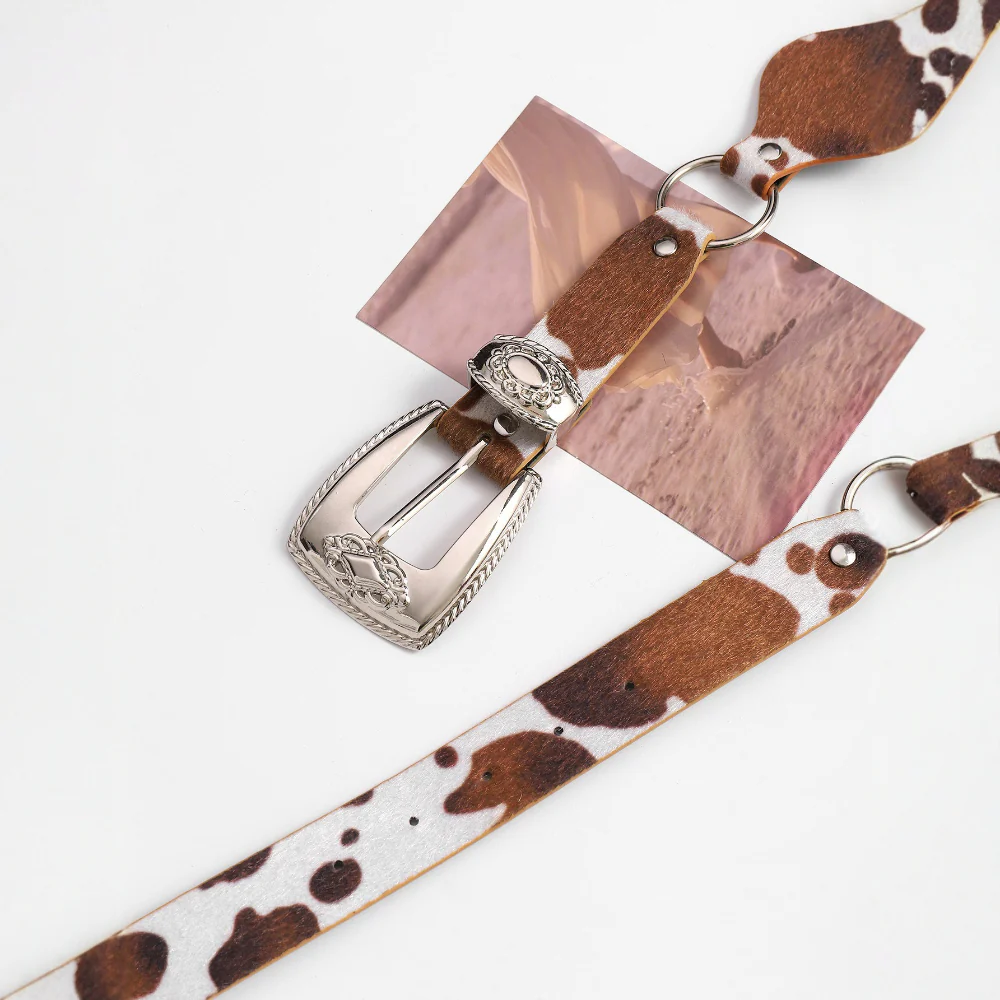 Boho Cow Print Wide Waist Belt - Image 4
