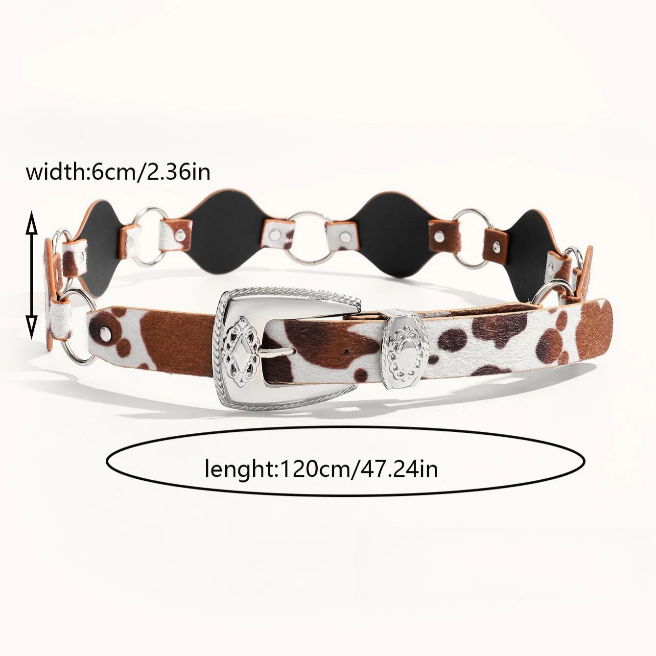 Boho Cow Print Wide Waist Belt - Image 5