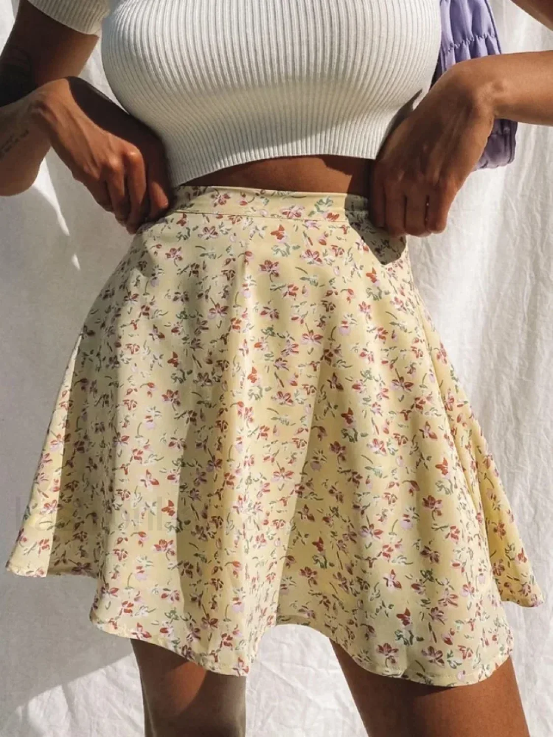 Boho Floral Pleated Beach Skirt