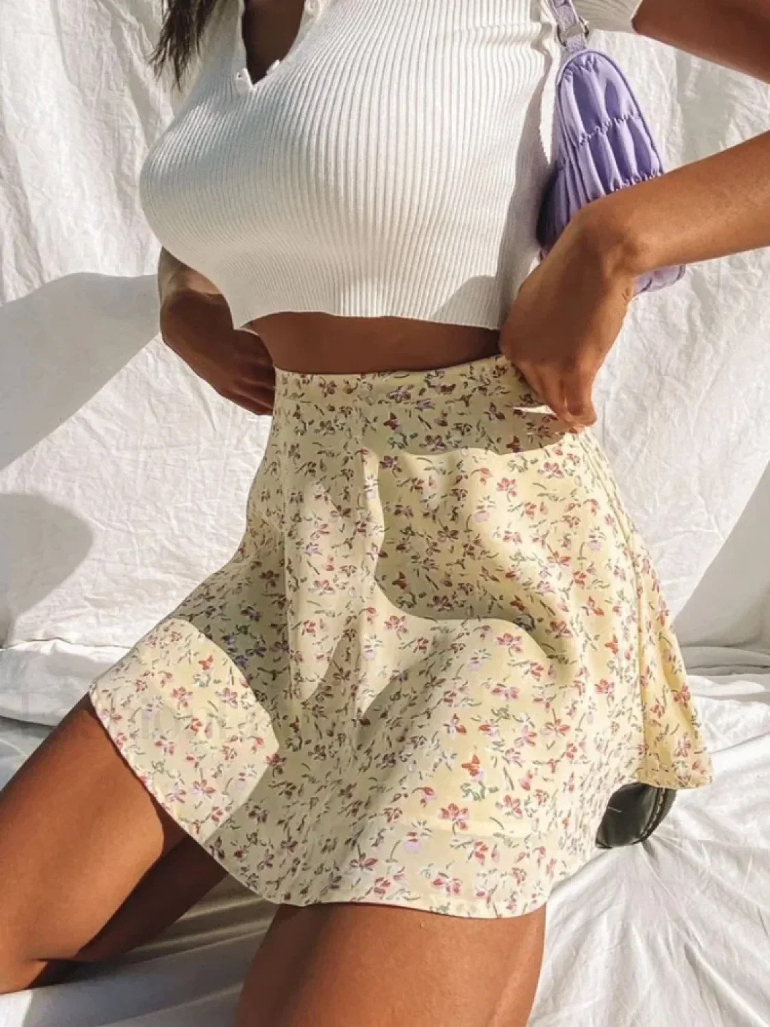 Boho Floral Pleated Beach Skirt - Image 9