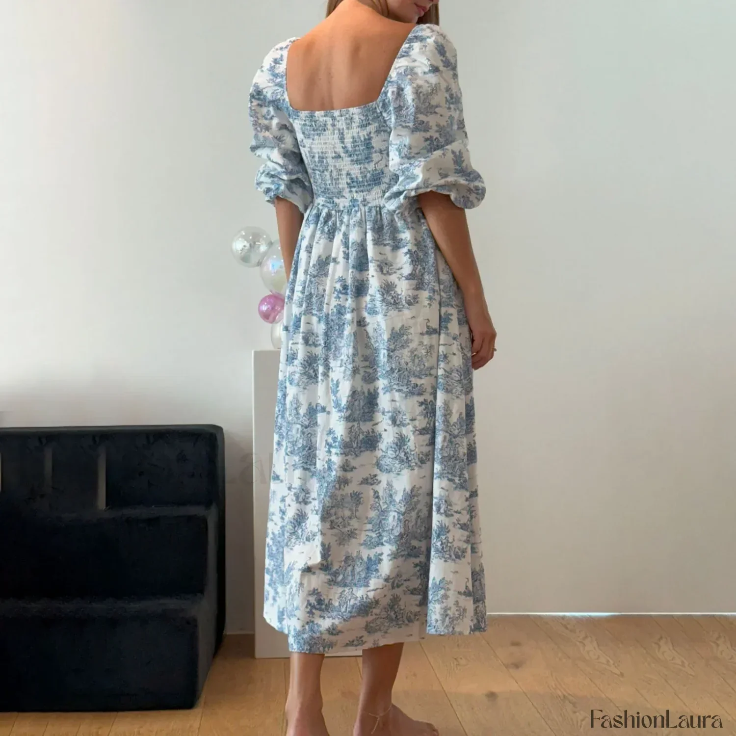 Bow-Front Smocked Midi Dress - Image 11