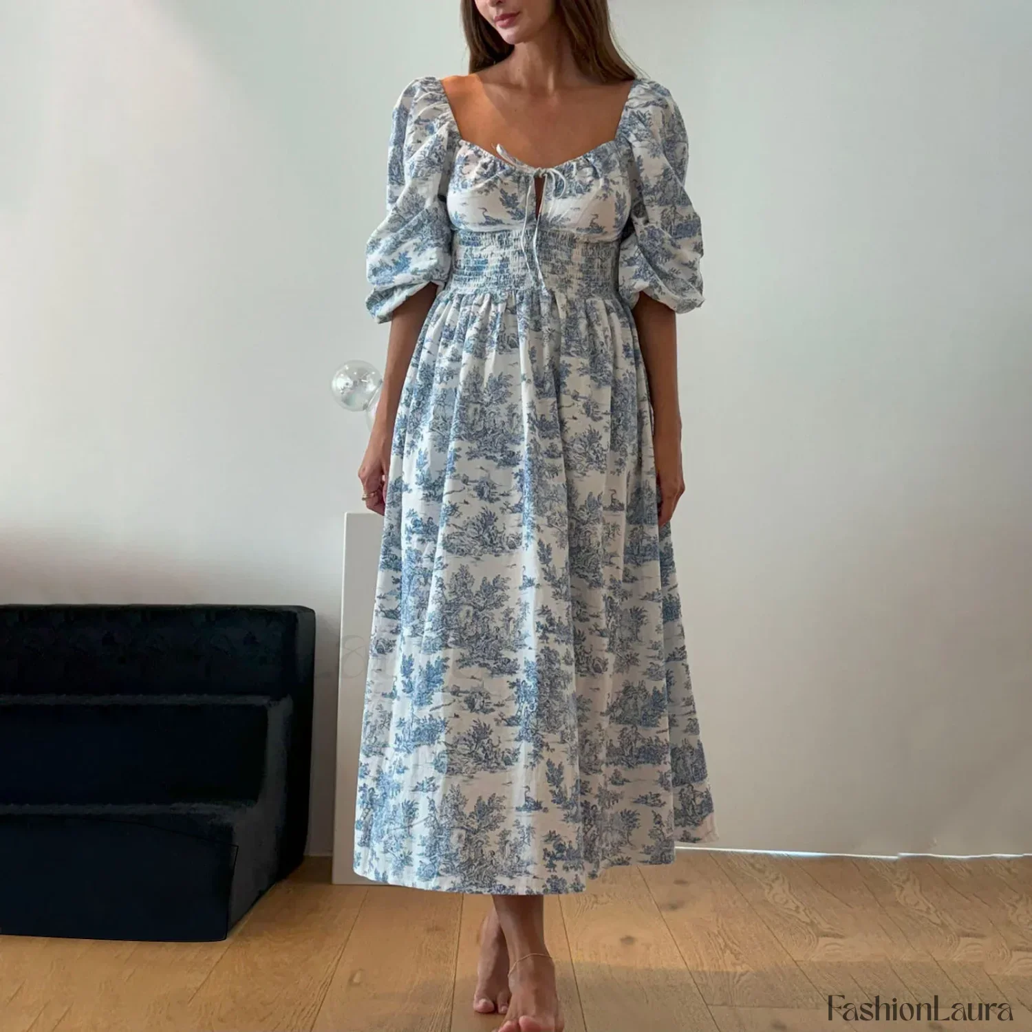 Bow-Front Smocked Midi Dress - Image 12