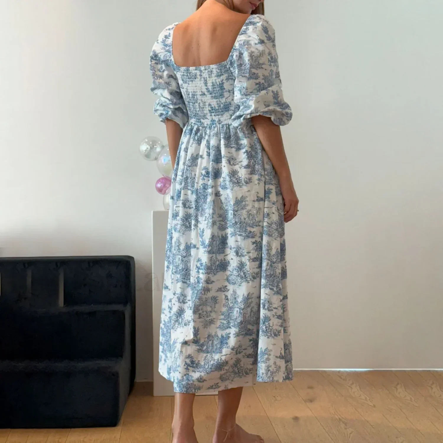 Bow-Front Smocked Midi Dress - Image 2