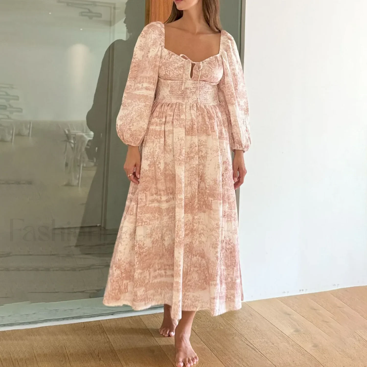 Bow-Front Smocked Midi Dress - Image 6