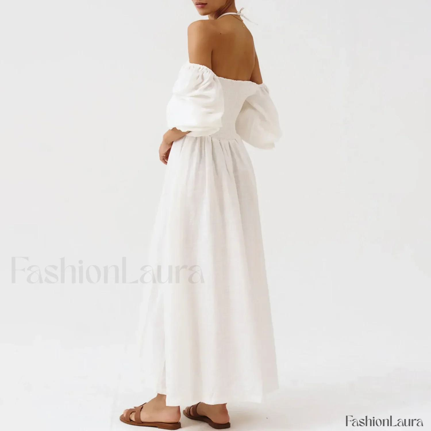 Bow-Front Smocked Midi Dress - Image 8