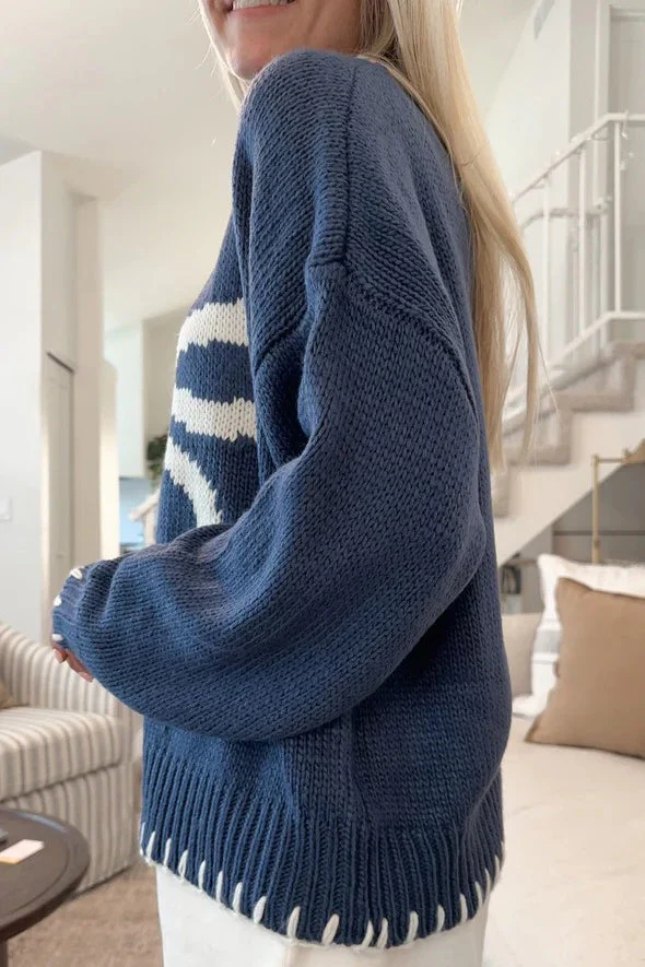 Bow Jacquard Knit Pullover Sweater - Image 9