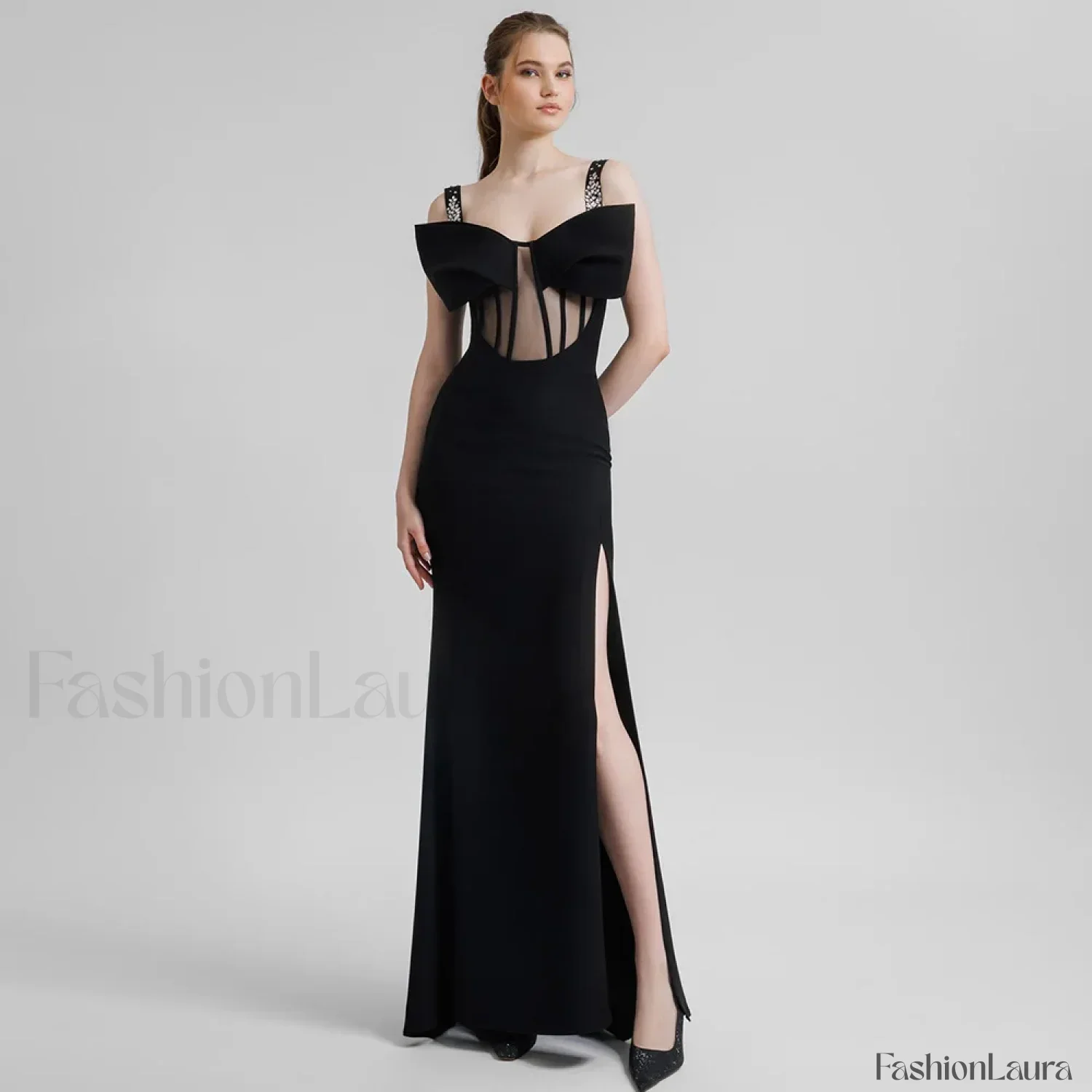 Bow Mesh Spaghetti Maxi Dress - Image 9