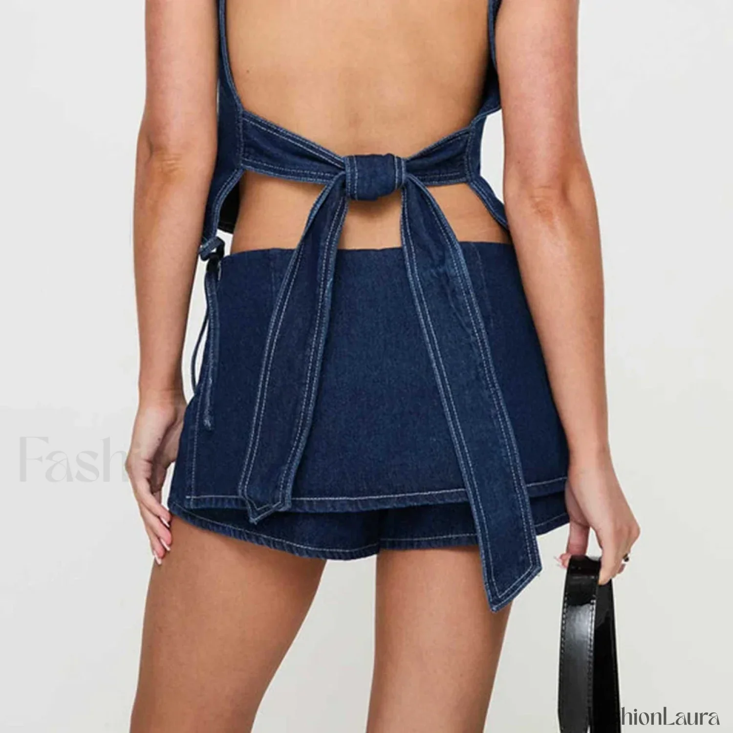 Bow Patchwork Denim Skirt - Image 10