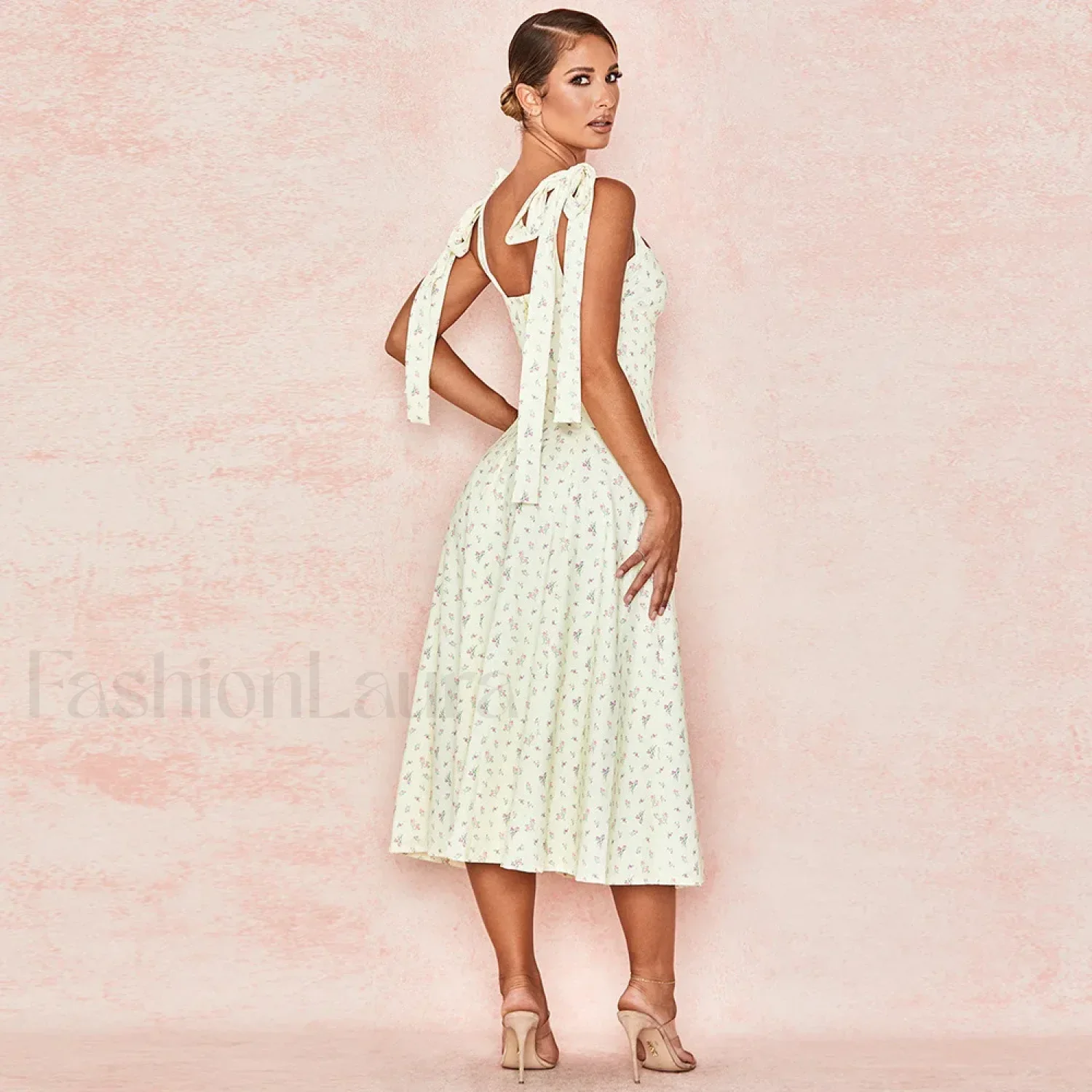 Bow Spaghetti Strap Floral Dress - Image 19