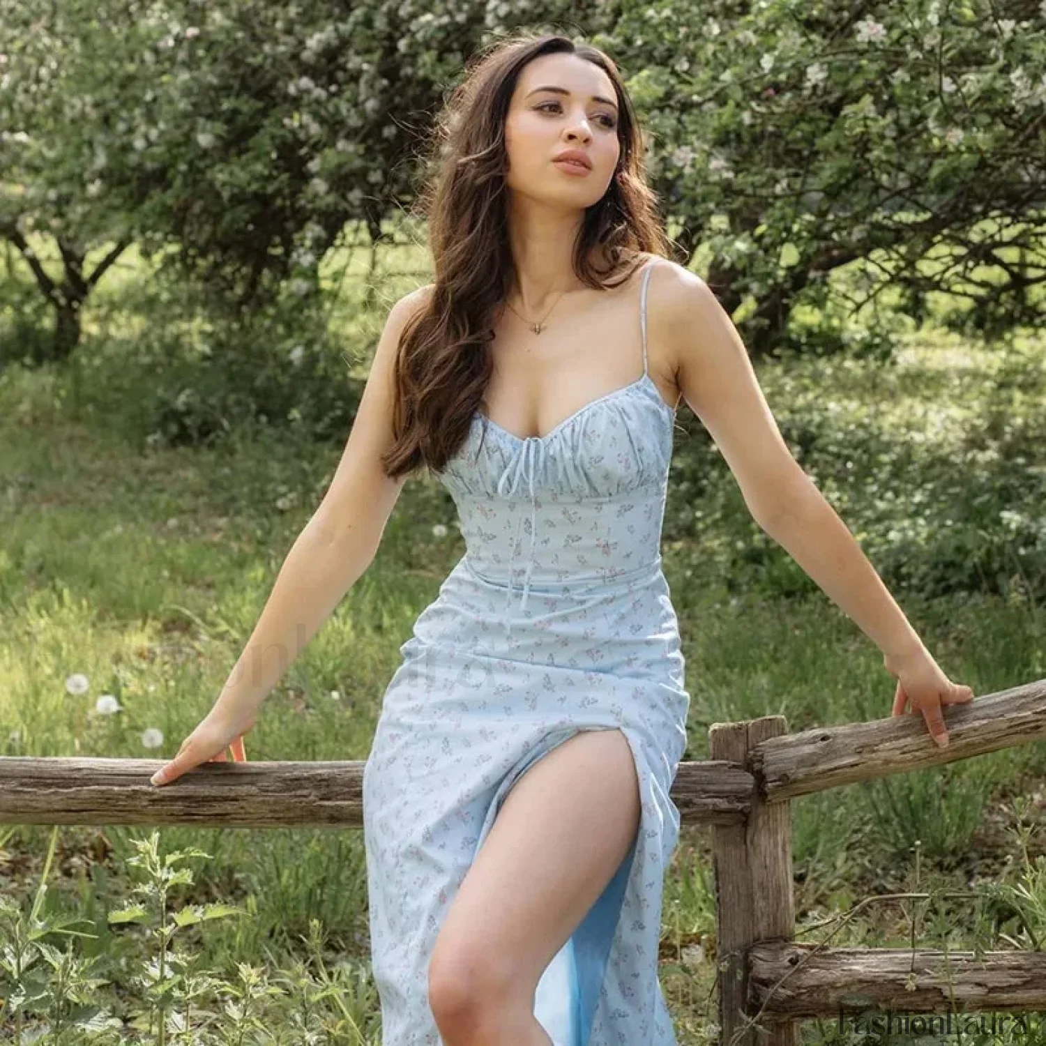 Bow Spaghetti Strap Floral Dress - Image 25