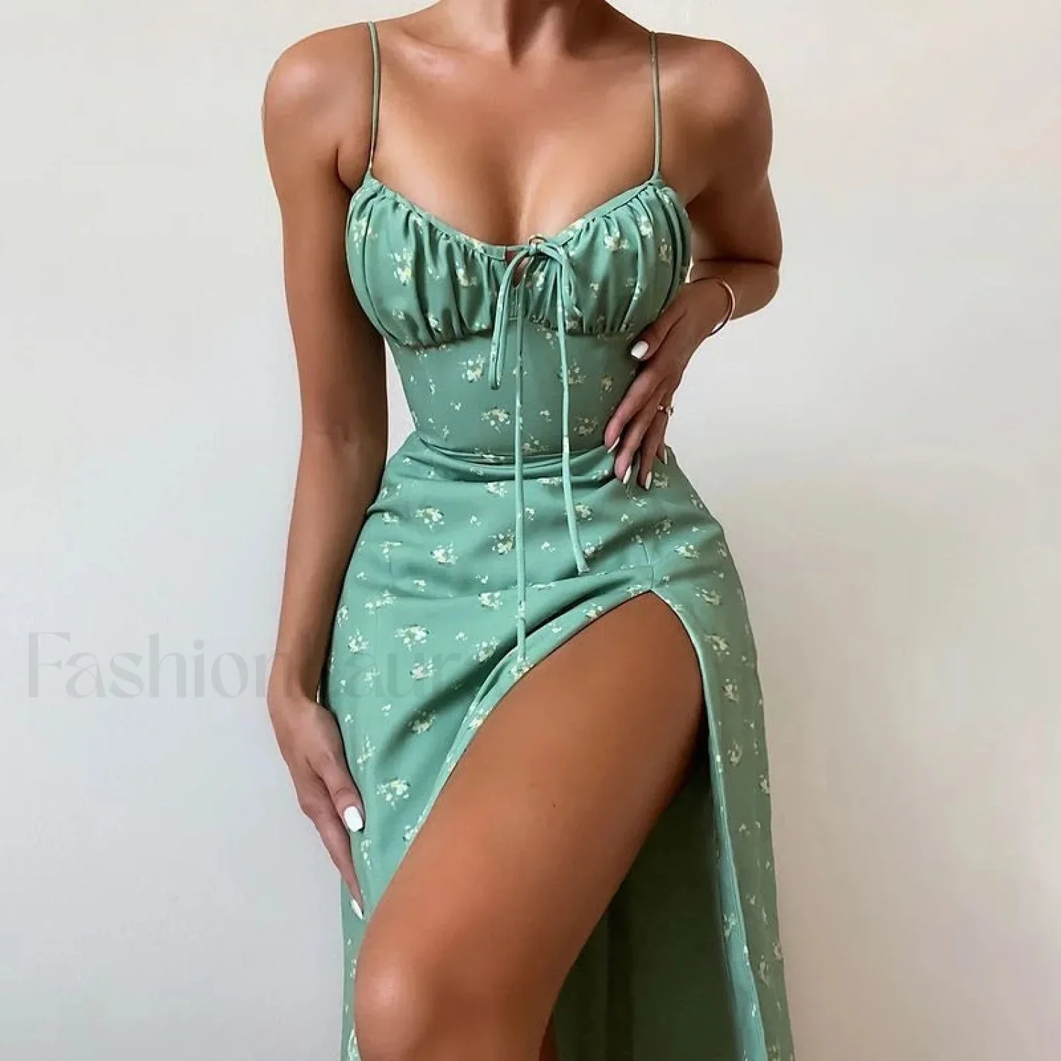Bow Spaghetti Strap Floral Dress - Image 3