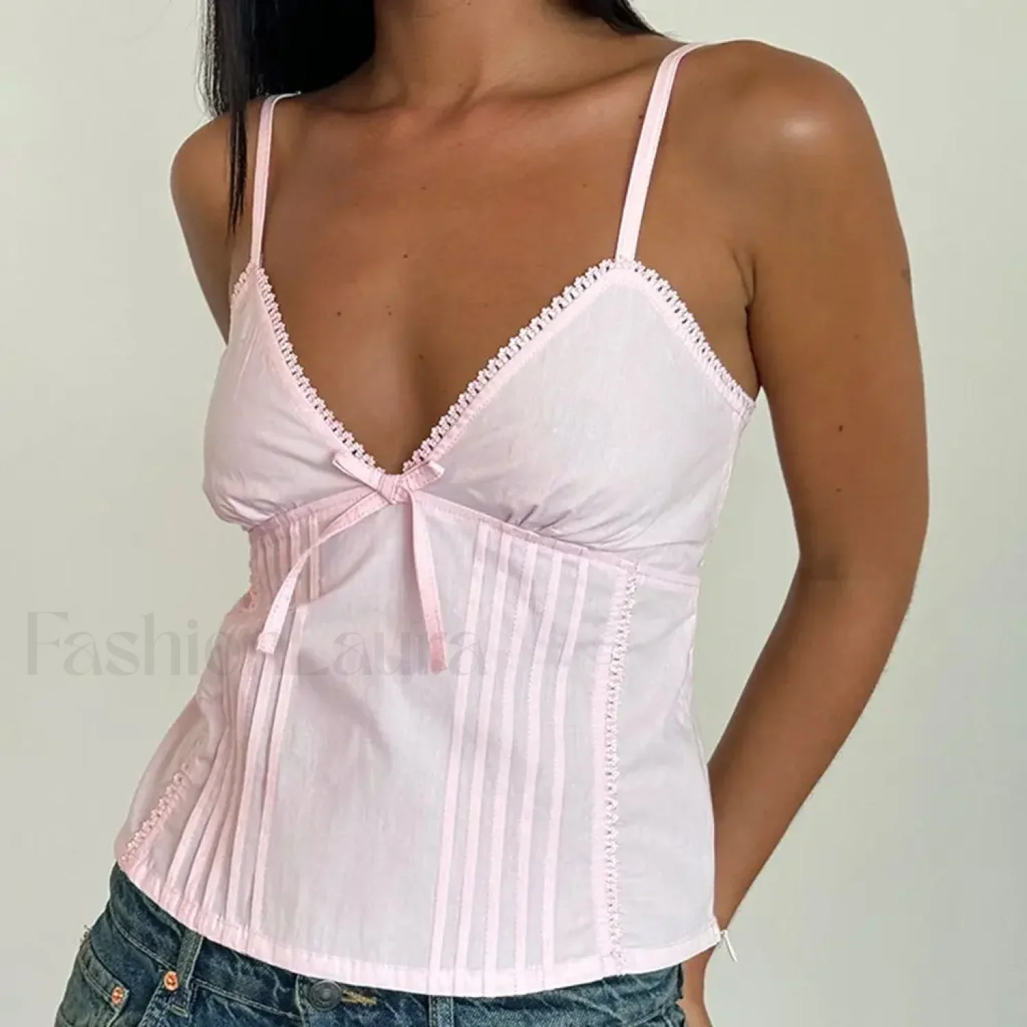 Bow V-Neck Adjustable Crop Top - Image 6