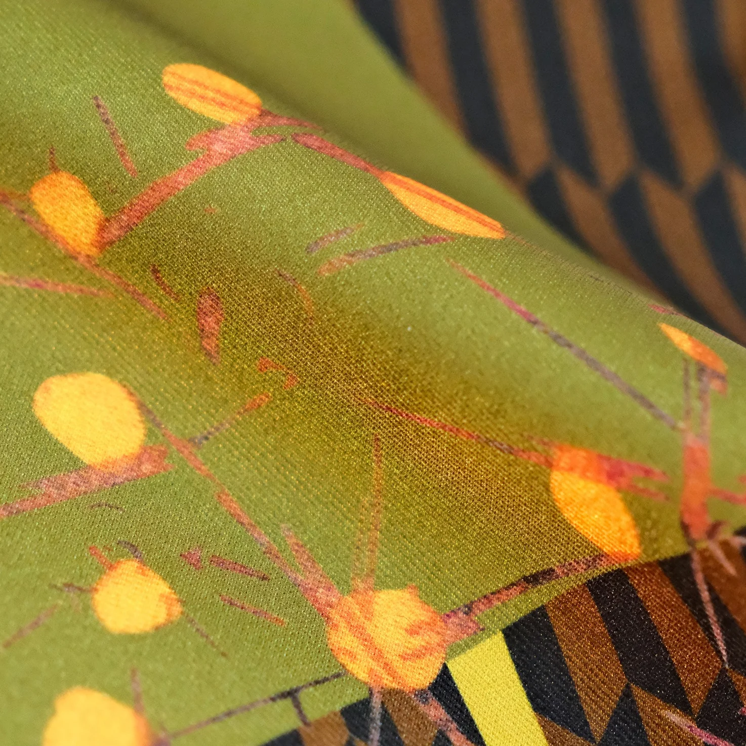Brown Abstract Print Slanted Edge Long Neck Scarf - Image 4