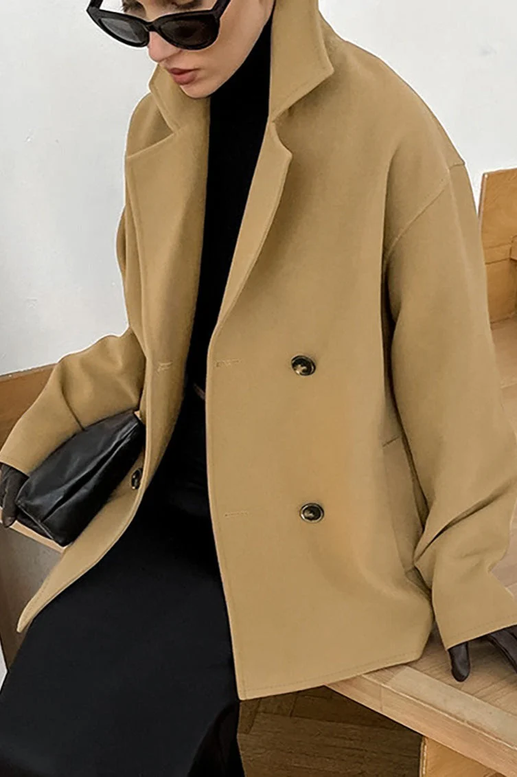 Brown Boucle Notch Lapel Jacket - Image 3