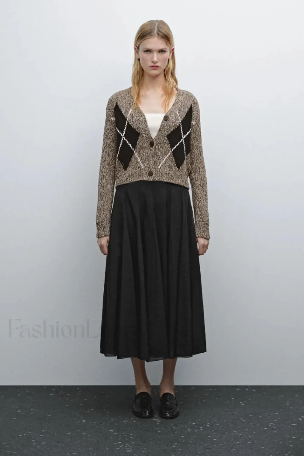 Brown Diamond Knit Cardigan