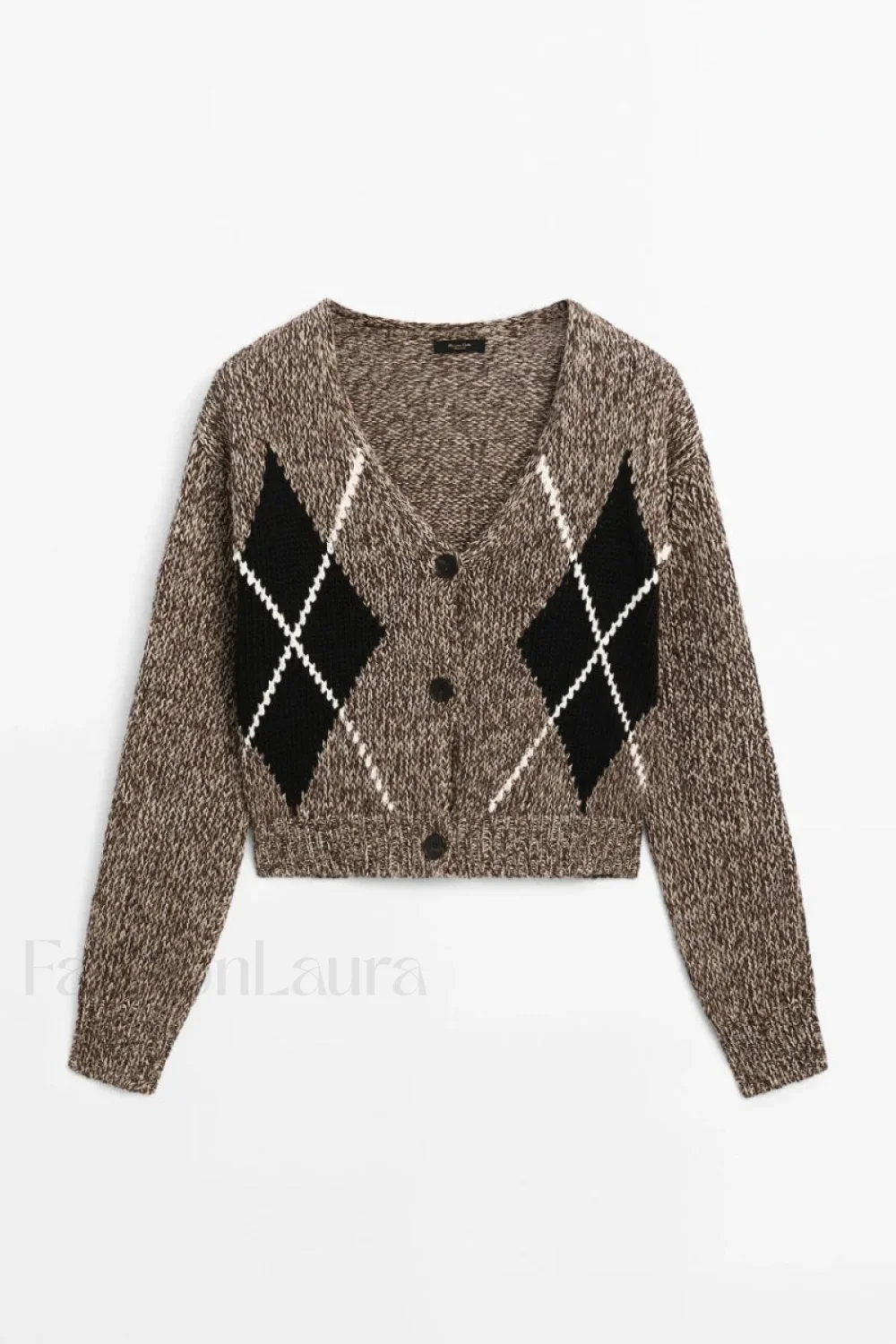 Brown Diamond Knit Cardigan - Image 5