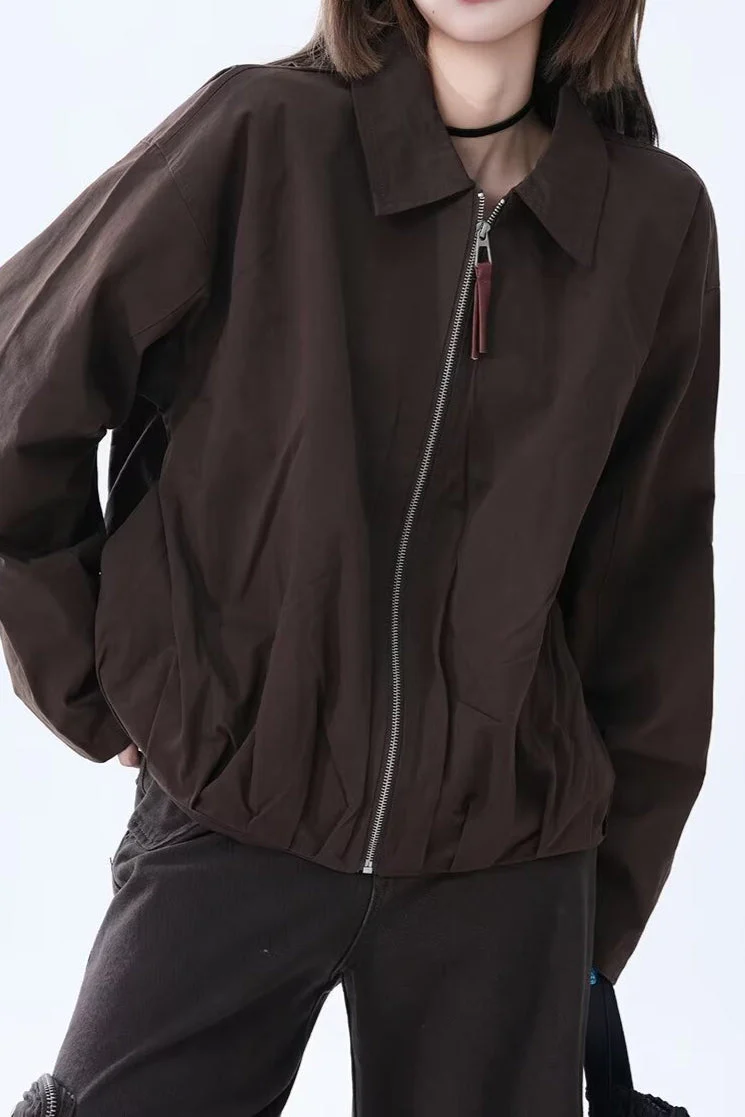 Brown Faux Leather Relaxed Jacket - Image 2