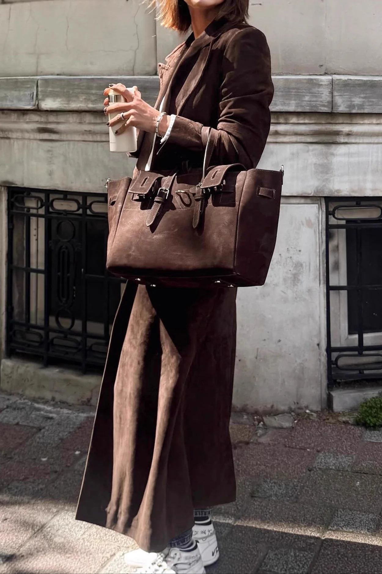 Brown Retro Belted Long Line Overcoat - Image 2