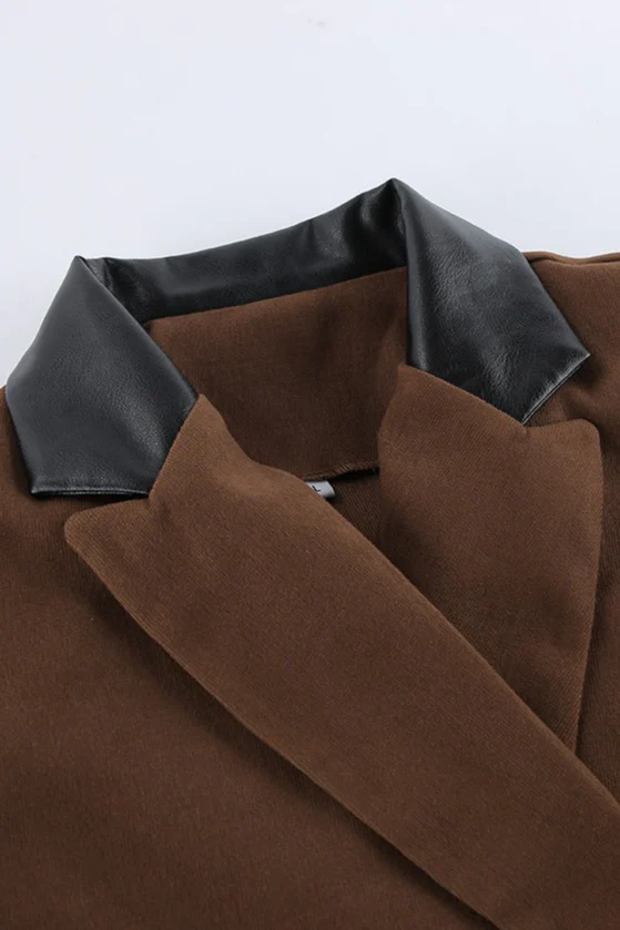 Brown Tweed Two Piece Blazer Skirt Set - Image 7