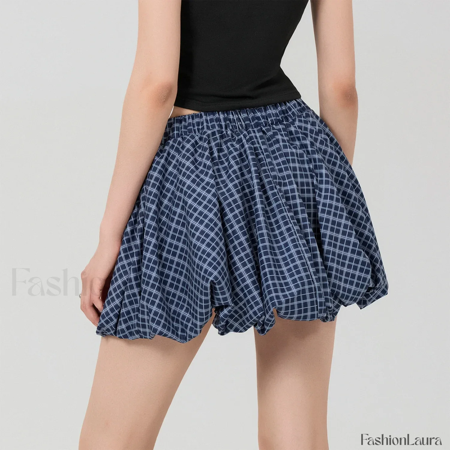 Bubble Plaid Elastic Mini Skirt - Image 17
