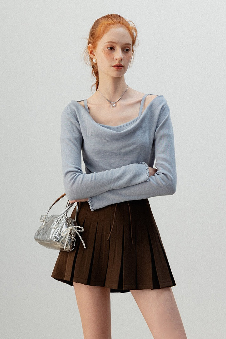Burgundy Mock Two Piece Knit Top - Image 15