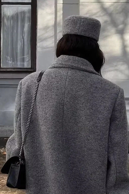 Button Detail Wool Blend Overcoat - Image 3