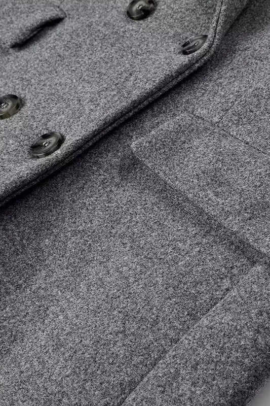 Button Detail Wool Blend Overcoat - Image 4
