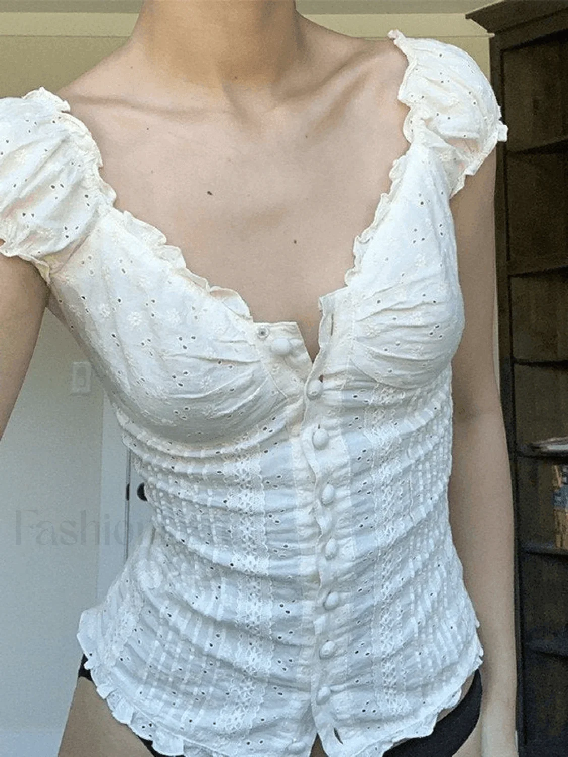 Broidered Lace Crop Blouse - Image 6