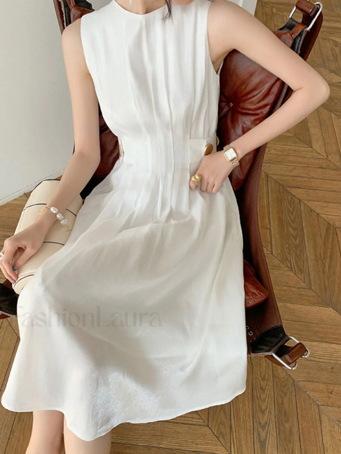 Button Embellished Satin Midi Dress - Image 11
