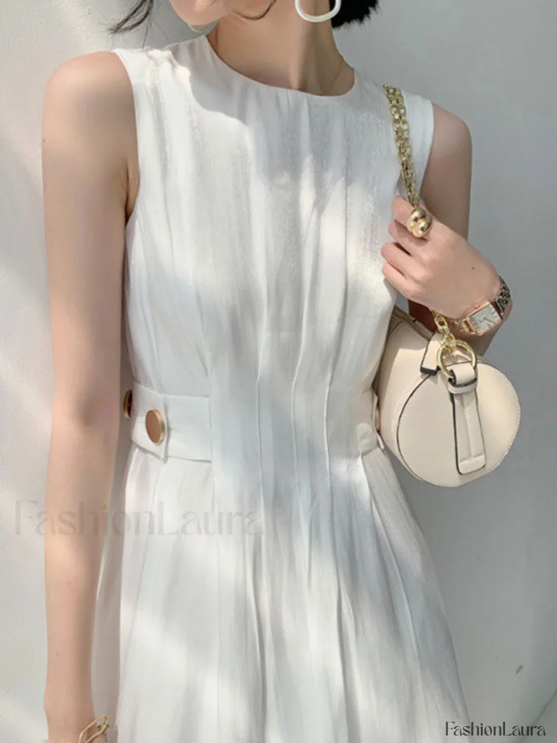 Button Embellished Satin Midi Dress - Image 14