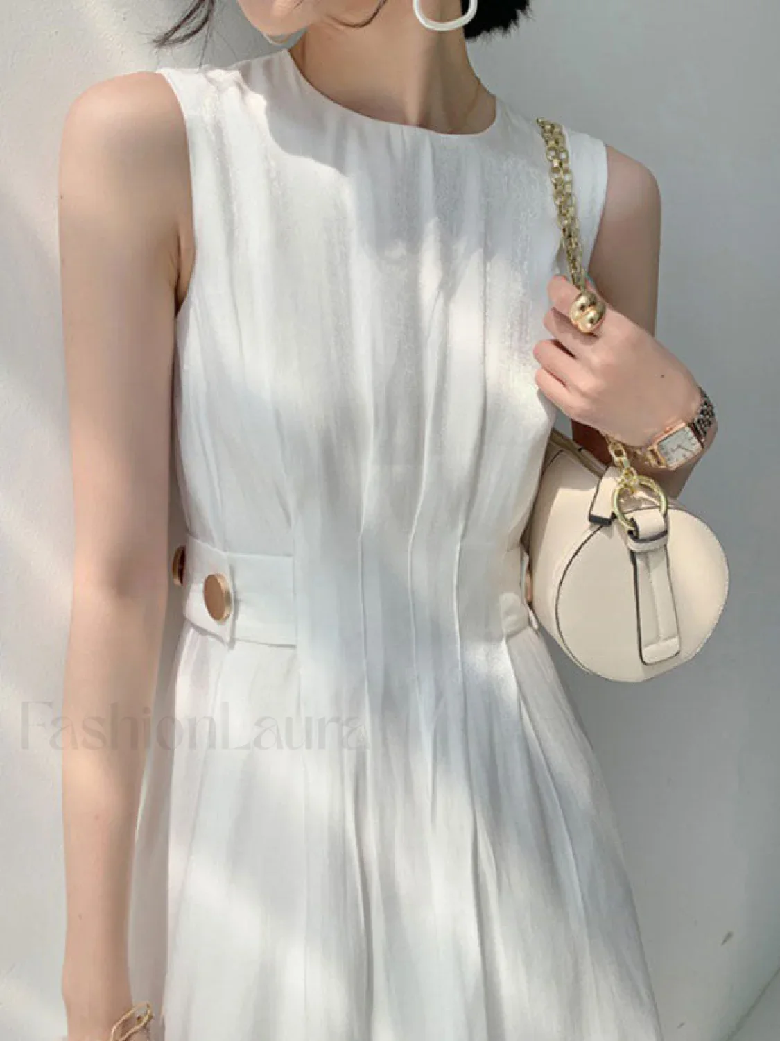Button Embellished Satin Midi Dress - Image 5